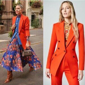 Smythe Not A DB Cutaway Blazer Poppy Red Longline Size 8